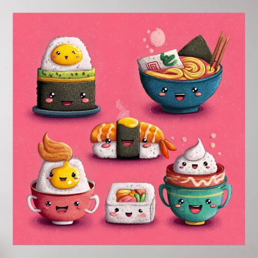 ピンクのかわいい寿司の宴 ポスター (正面)