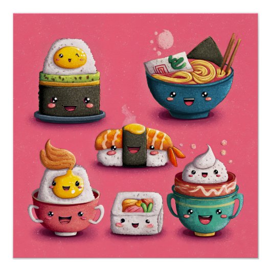 ピンクのかわいい寿司の宴 ポスター (正面)