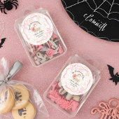 ピンクのかわいい幽霊小さなブーブベビーシャワー招待状 ラウンドシール