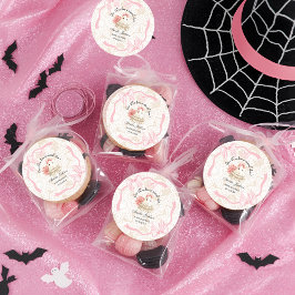 ピンクのかわいい幽霊小さなブーブベビーシャワー招待状 ラウンドシール