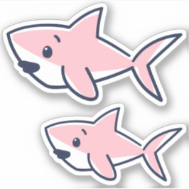 ピンクのかわいい手描きベイビーシャークのスクラップブック シール