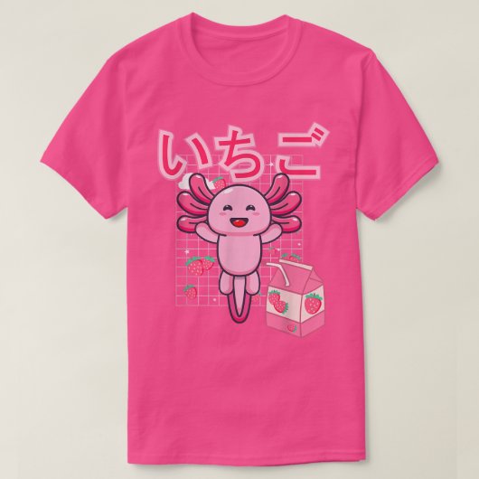 ピンクのかわいい日本の美的いちごミルクカット Tシャツ (デザイン正面)