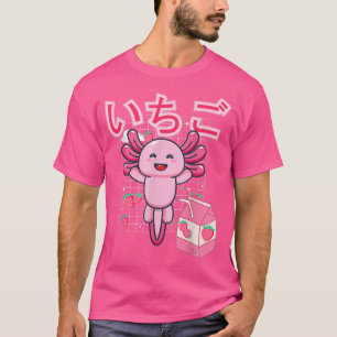 ピンクのかわいい日本の美的いちごミルクカット Tシャツ