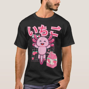 ピンクのかわいい日本の美的いちごミルクカット Tシャツ