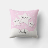 ピンクのかわいい星と雲の子供用 クッション (裏面)
