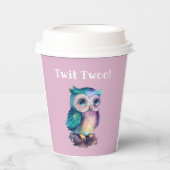 ピンクのかわいい森の森の動物フクロウ 紙コップ (正面)