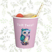 ピンクのかわいい森の森の動物フクロウ 紙コップ