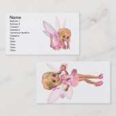 ピンクのかわいい漫画のバレリーナの妖精 名刺 (正面/裏面)