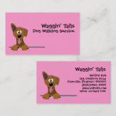 ピンクのかわいい漫画の雑種犬犬の名刺のテンプレート 名刺 (正面/裏面)