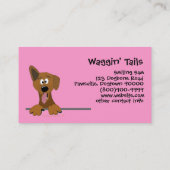 ピンクのかわいい漫画の雑種犬犬の名刺のテンプレート 名刺 (裏面)