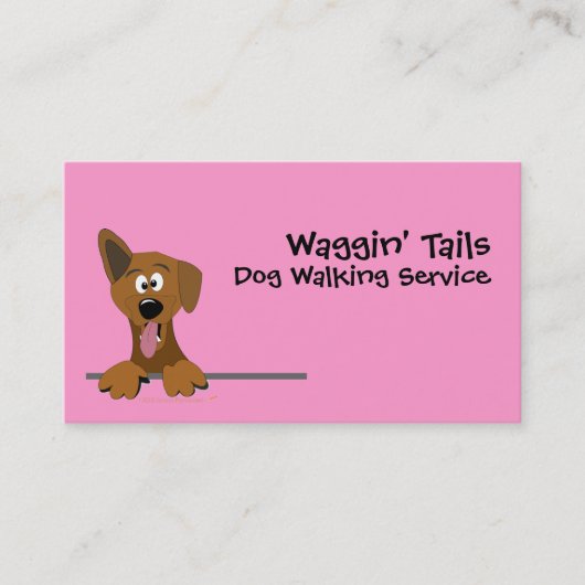 ピンクのかわいい漫画の雑種犬犬の名刺のテンプレート 名刺 (正面)