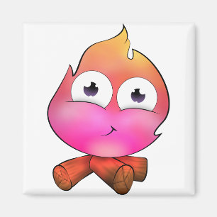 ピンクのかわいい火 マグネット