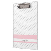 ピンクのかわいい灰色の水玉模様パーソナライズされただ。 クリップボード (左)