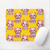 ピンクのかわいい犬 - イエロー マウスパッド (マウス)