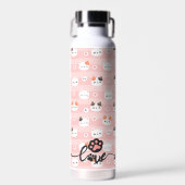 ピンクのかわいい猫のパーソナライズされた子たち ウォーターボトル (正面)