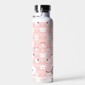 ピンクのかわいい猫のパーソナライズされた子たち ウォーターボトル (右面)