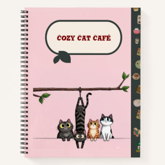 ピンクのかわいい猫カフェノートブック ノートブック