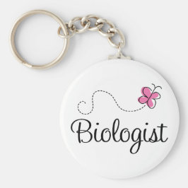 ピンクのかわいい生物学者 キーホルダー