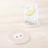ピンクのかわいい白い子猫の顔 コースター (側面)