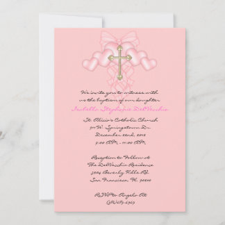 ピンクのかわいい聖餐または洗礼の招待 招待状