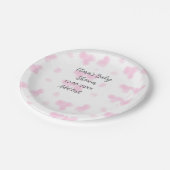 ピンクのかわいい花の赤ちゃんシャワーの水の色モダンの日付 ペーパープレート (アングル)