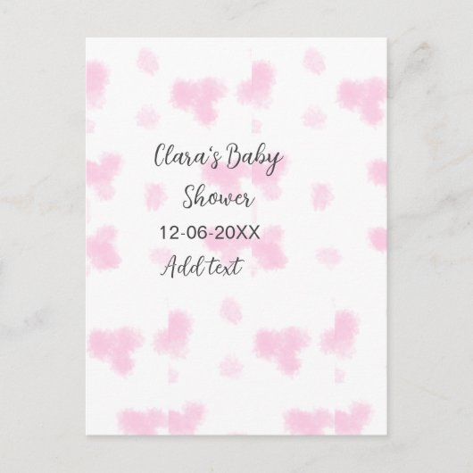 ピンクのかわいい花の赤ちゃんシャワーの水の色モダンの日付 ポストカード (正面)