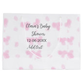 ピンクのかわいい花の赤ちゃんシャワーの水の色モダンの日付 ラージペーパーバッグ (裏面)