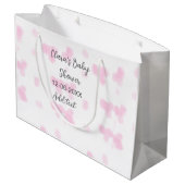 ピンクのかわいい花の赤ちゃんシャワーの水の色モダンの日付 ラージペーパーバッグ (裏面アングル)