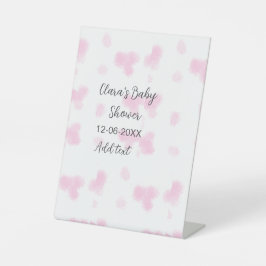 ピンクのかわいい花の赤ちゃんシャワーの水の色モダンの日付 台座サイン