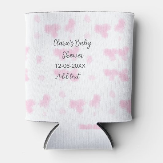 ピンクのかわいい花の赤ちゃんシャワーの水の色モダンの日付 缶クーラー (正面)