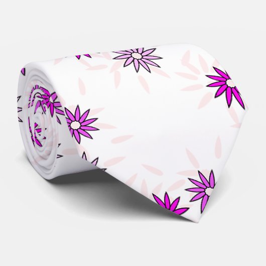 ピンクのかわいい花 ネクタイ (ロール)