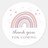 ピンクのかわいい虹。子供の誕生日パーティー感謝していユー ラウンドシール (正面)