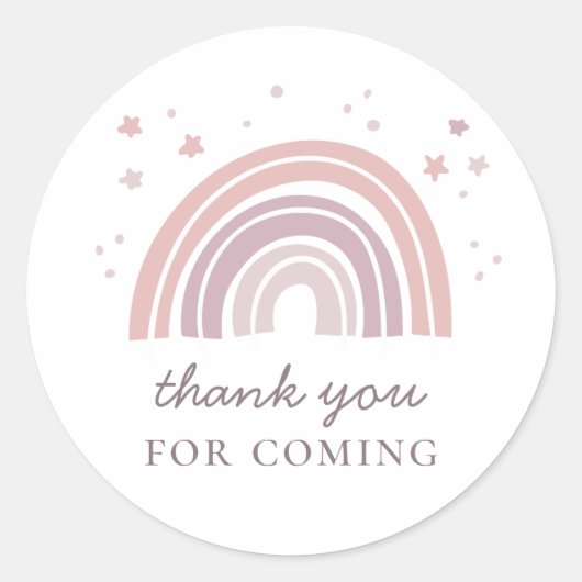 ピンクのかわいい虹。子供の誕生日パーティー感謝していユー ラウンドシール (正面)