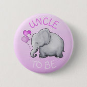 ピンクのかわいい象のベビーシャワーは叔父さんにあります 缶バッジ (正面)