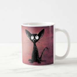 ピンクのかわいくおもしろいな東洋の黒猫の芸術 コーヒーマグカップ