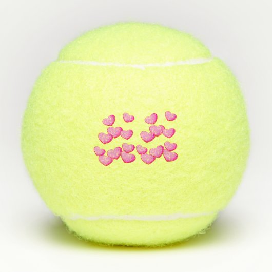 ピンクのかわいらしハートの鮮やかクラスタ テニスボール (正面)