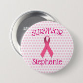 ピンクのがんを克服したリボンボタン 缶バッジ (正面&裏面)