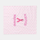 ピンクのがん生存者リボンフリースブランケット フリースブランケット (正面(横))