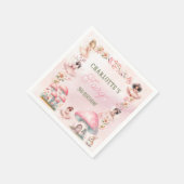 ピンクのきのこの妖精ハウス 誕生日 スタンダードカクテルナプキン (角)
