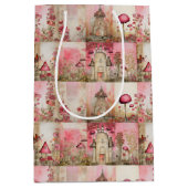 ピンクのきのこの家 ミディアムペーパーバッグ (正面)