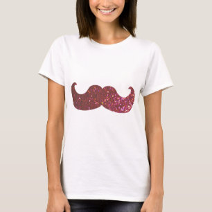 ピンクのきらきら光るな髭(フェイクなグリッターのグラフィック) Tシャツ