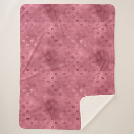 ピンクのきらきら光る唇 シェルパブランケット (正面)