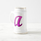 ピンクのきらびやかなイニシャル- A ビールジョッキ (正面左)