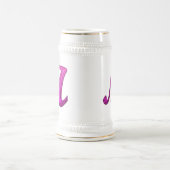 ピンクのきらびやかなイニシャル- M ビールジョッキ (中央)