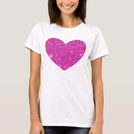 ピンクのきらびやかな輝きのハートのTシャツ Tシャツ