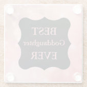 ピンクのきらびや最高のかなゴッドドーター！デザイン ガラスコースター (裏面)