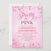 ピンクのきらめき Pretty in Pink バースデーパーティー 招待状 (正面)