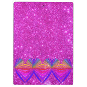 ピンクのきらめくきらびやかでガーリーなクリップボードの魅力のハート クリップボード (裏面)