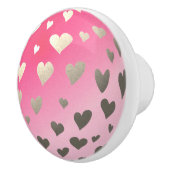 ピンクのきらめくのハートの月のドア・ノブ セラミックノブ (右)