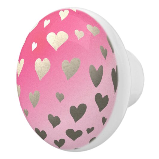 ピンクのきらめくのハートの月のドア・ノブ セラミックノブ (右)